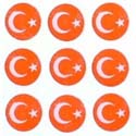 40 Tiny Circular Turkish Flag Stickers
