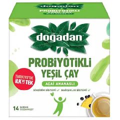 Чай с пробиотиком, зелёный чай с ягодами асаи и ананасом 14 пакетиков DOGADAN